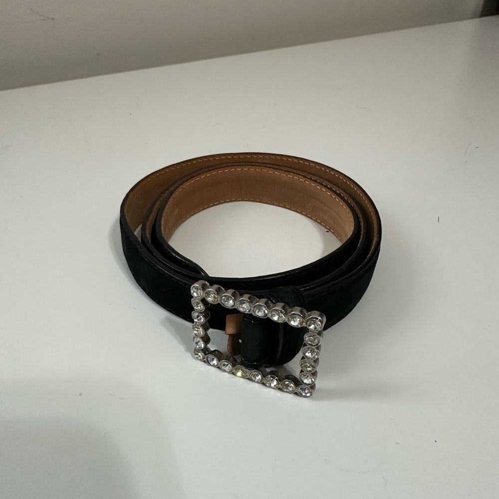 takashimaya new york Black Belt with Rhinestone Buckle Women’s Size 70/28